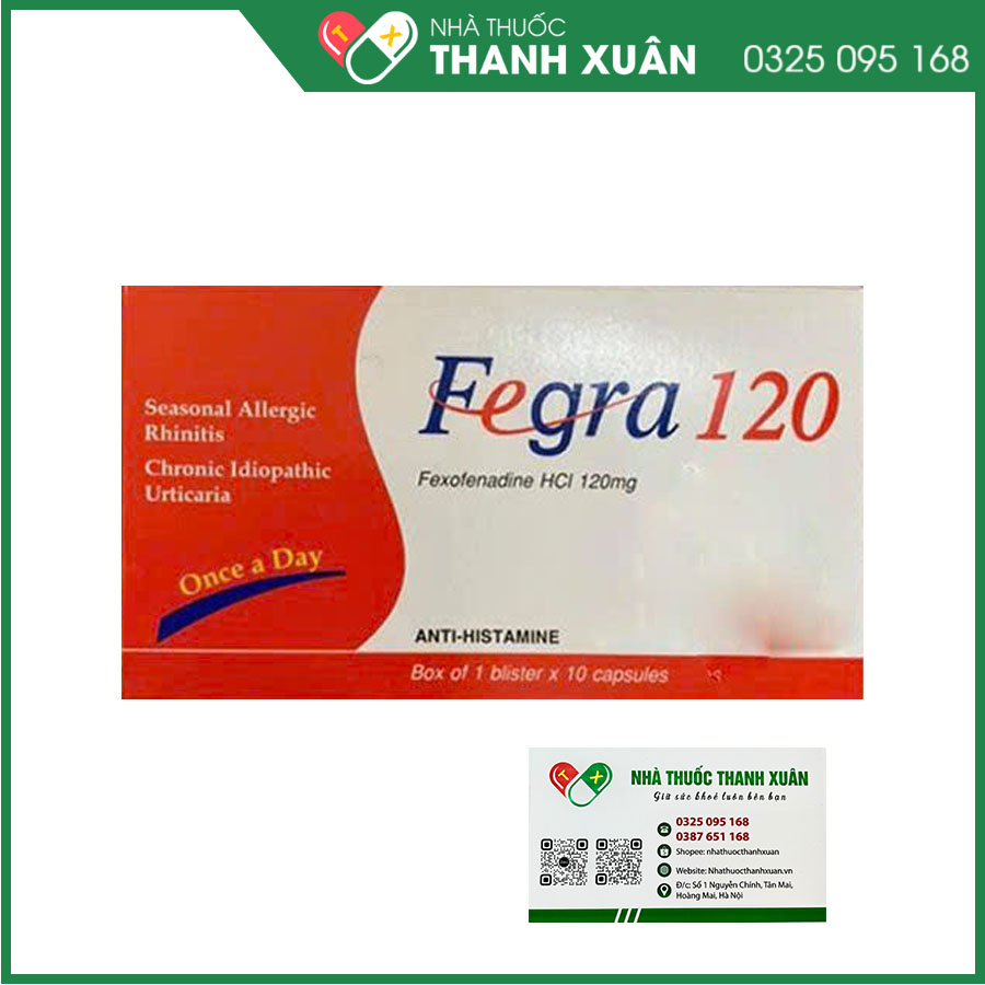 Fegra 120 điều trị viêm mũi dị ứng, mày đay tự phát mãn tính